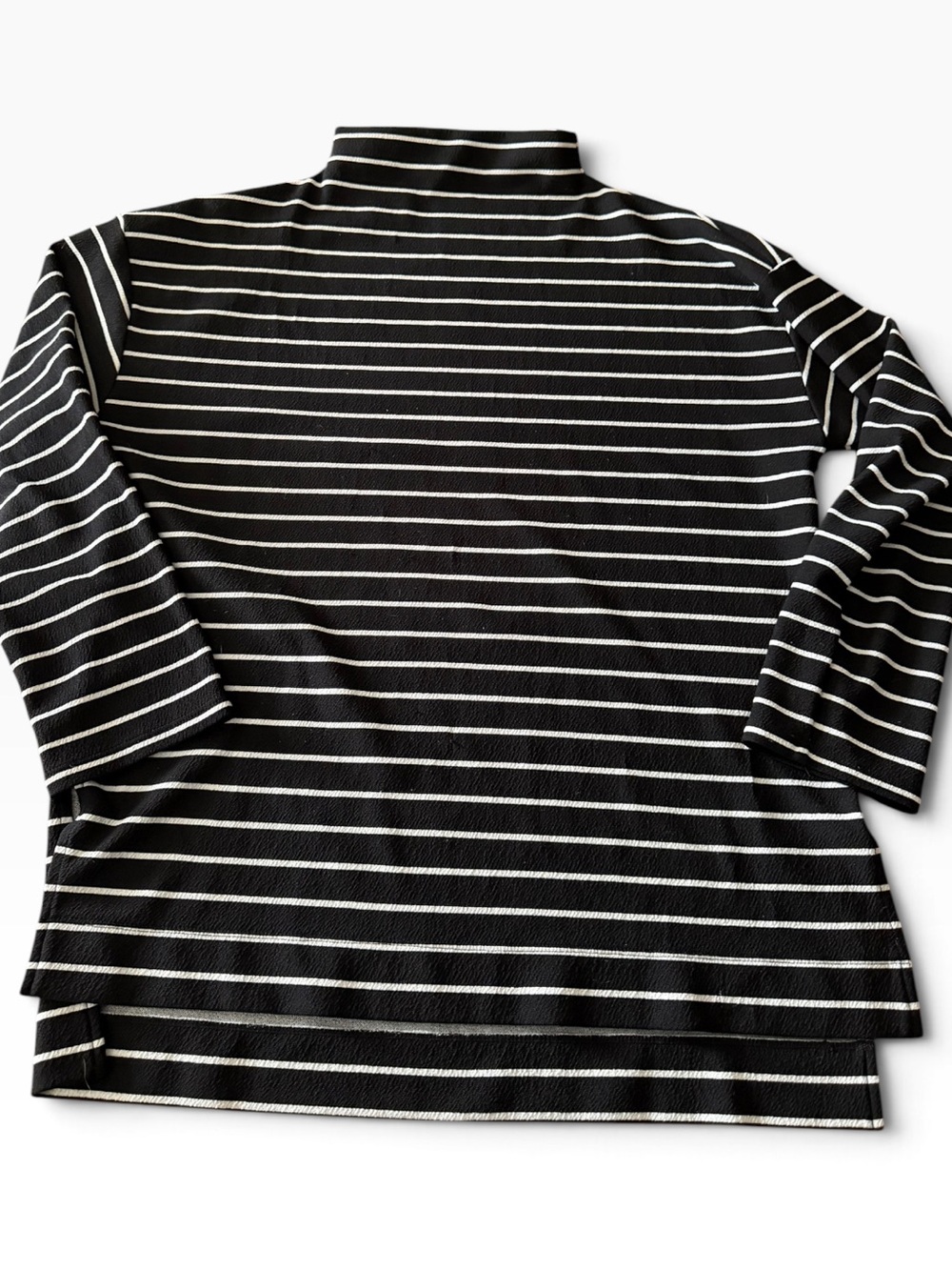 Black & White Striped Mock Neck Women’s Top L